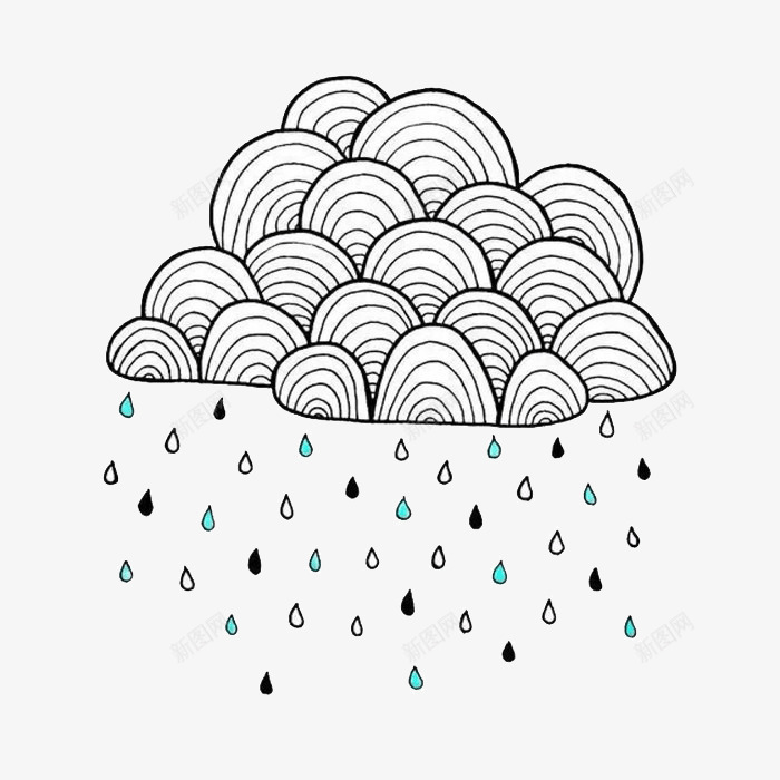 云朵下的雨png免抠素材_新图网 https://ixintu.com 云朵 手绘 插画 雨水