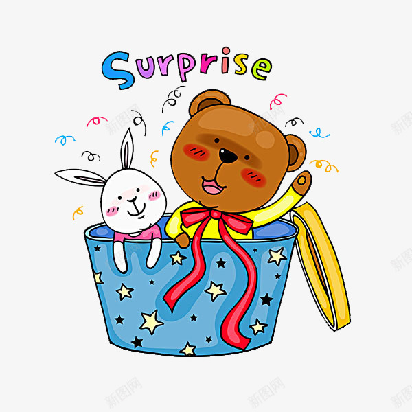 可爱的小熊png免抠素材_新图网 https://ixintu.com 兔子 卡通 可爱的 小熊 惊喜的 礼物 简笔