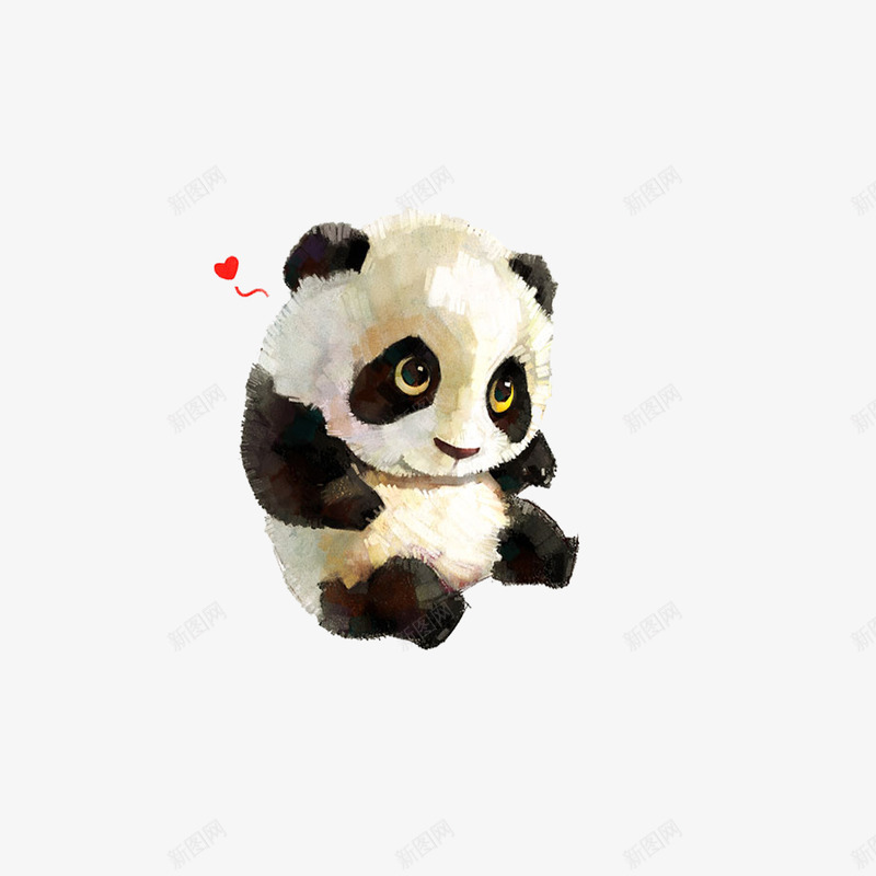 可爱绘画小熊猫png免抠素材_新图网 https://ixintu.com 创意 动物 小熊猫 绘画 黑白