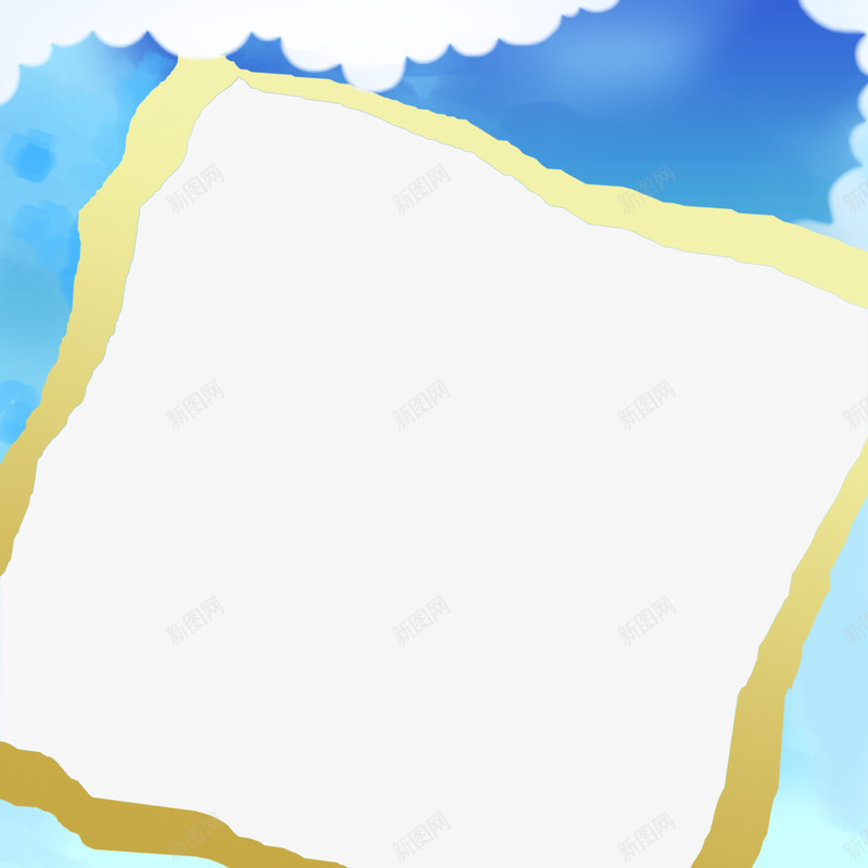蓝天云朵边框png免抠素材_新图网 https://ixintu.com png图片 云彩 免费png 天空 白色 蓝色