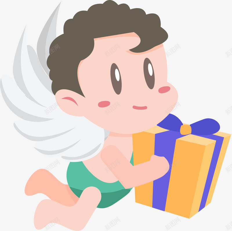 拿着礼物的卡通天使png免抠素材_新图网 https://ixintu.com 丘比特 卡通 可爱 天使 情人节 手绘 礼盒 翅膀 节日装饰