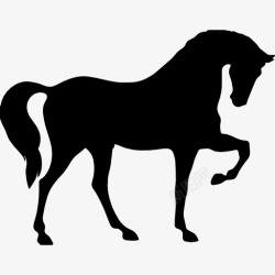 三爪龙马站在三爪黑色形状的侧视图图标高清图片