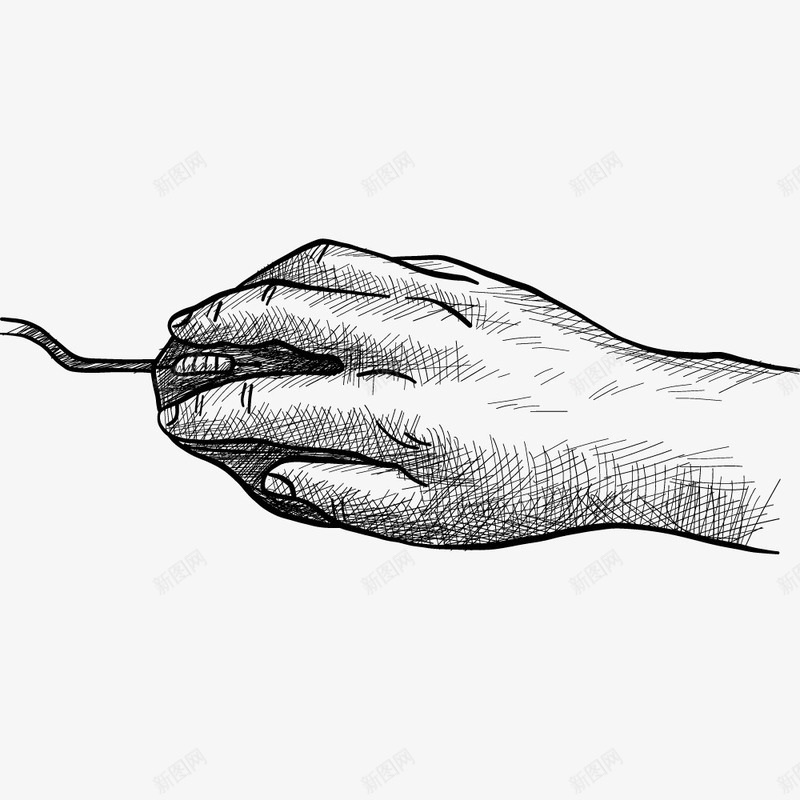 手握鼠标素描矢量图图标ai_新图网 https://ixintu.com 人物 手 手指 手握鼠标 素描 绘画 美术 艺术 黑白线条 矢量图