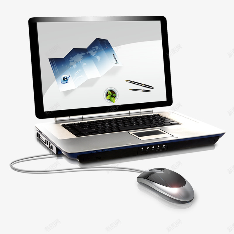笔记本电脑psd免抠素材_新图网 https://ixintu.com 产品实物 商务电脑 简约型电脑 黑白笔记本电脑 黑白鼠标