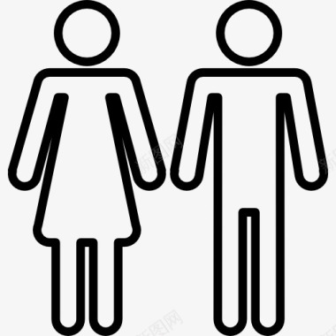 女性和男性的形状轮廓的轮廓图标图标