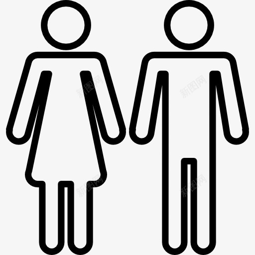 女性和男性的形状轮廓的轮廓图标png_新图网 https://ixintu.com 人 信号 博物馆 女 女人 男 男人