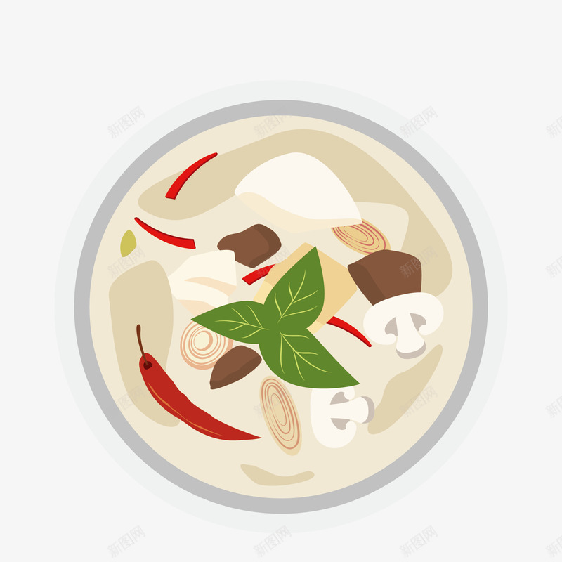 卡通手绘营养的粥png免抠素材_新图网 https://ixintu.com 健康生活 家庭 红色的辣椒 营养的粥 青菜香菇 食物