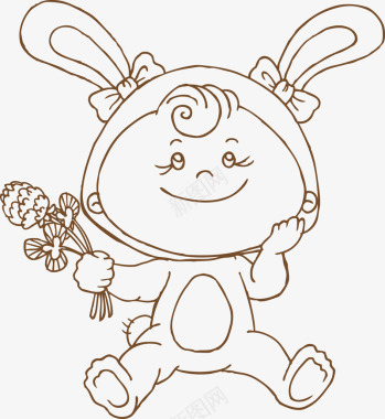 小盆栽可爱的小朋友图标图标
