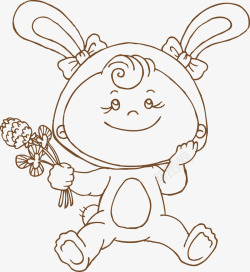儿童兔可爱的小朋友图标高清图片