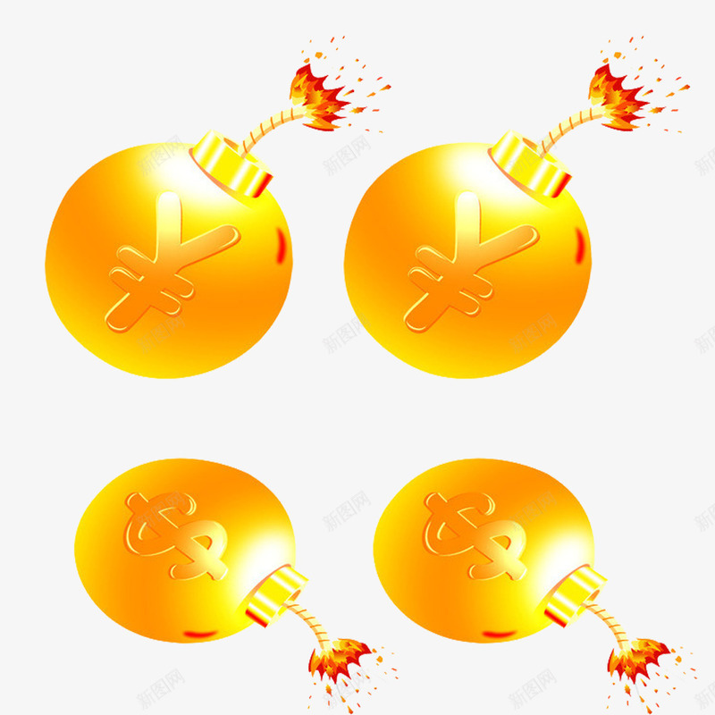 金黄色钱币图案的炸弹png免抠素材_新图网 https://ixintu.com 卡通 图案 炸弹 金黄色 钱币