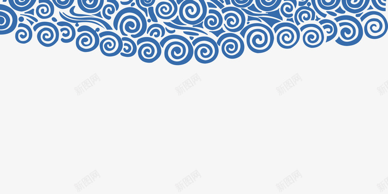 蓝色简约海浪边框纹理png免抠素材_新图网 https://ixintu.com 免抠PNG 海浪 简约 蓝色 边框纹理