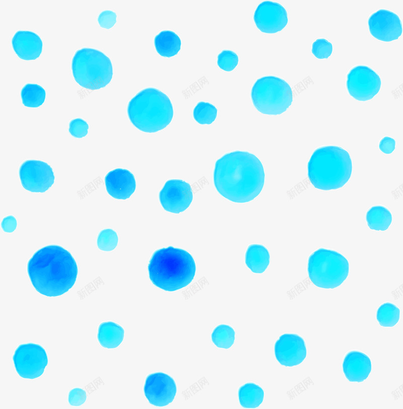 蓝色清新圆圈png免抠素材_新图网 https://ixintu.com 图案 圆圈 水彩 涂料 清新 绘画 背景 蓝色 边框纹理