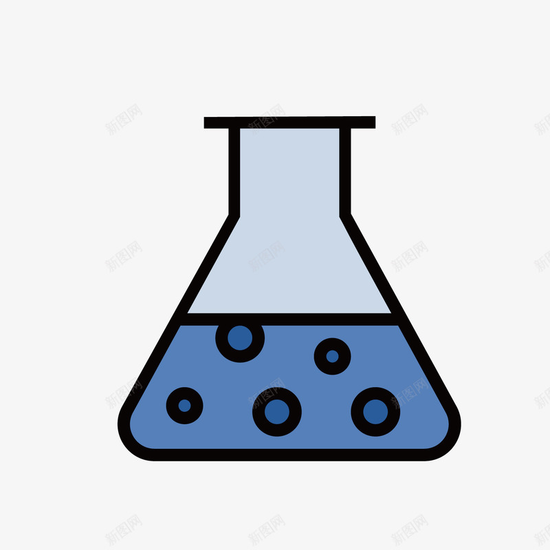 蓝色烧杯png免抠素材_新图网 https://ixintu.com 几何 化学 圆圈 学科 实验 层次 手绘 线稿 蓝色