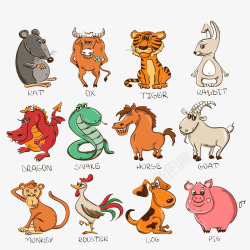 十二生肖动物卡通素材