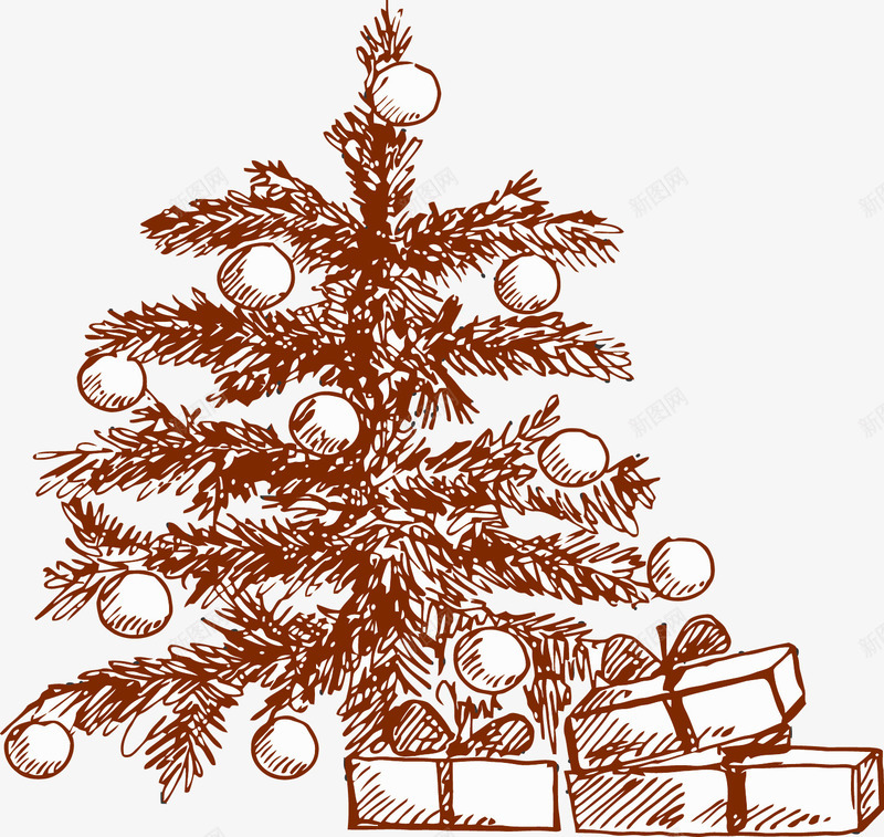 手绘圣诞树礼物图案矢量图ai免抠素材_新图网 https://ixintu.com 图案 圣诞树 手绘 礼物 矢量图