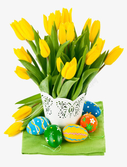 复活节花朵鲜花与彩蛋高清图片