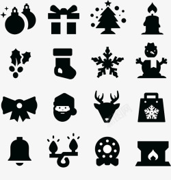 黑白铃铛圣诞黑白元素图标礼物圣诞树高清图片