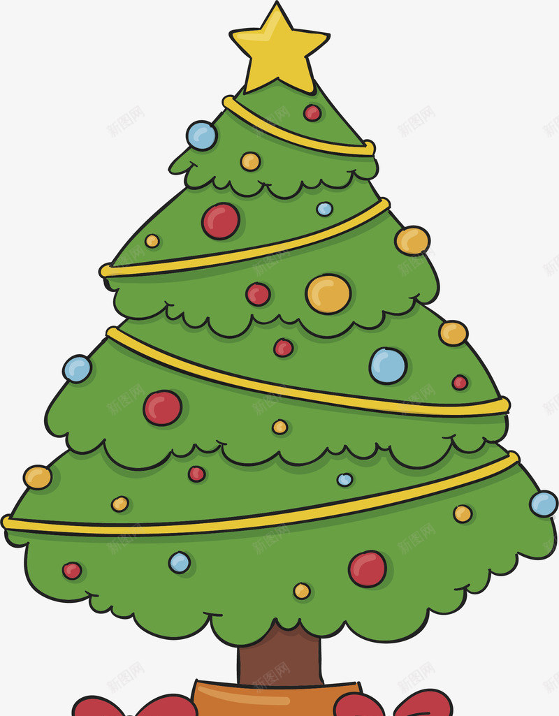 卡通圣诞树矢量图ai免抠素材_新图网 https://ixintu.com 卡通圣诞大树 圣诞树 圣诞礼物 圣诞节 矢量png 礼物堆 矢量图
