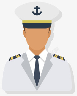 白色矢量海军海军船长卡通风格高清图片