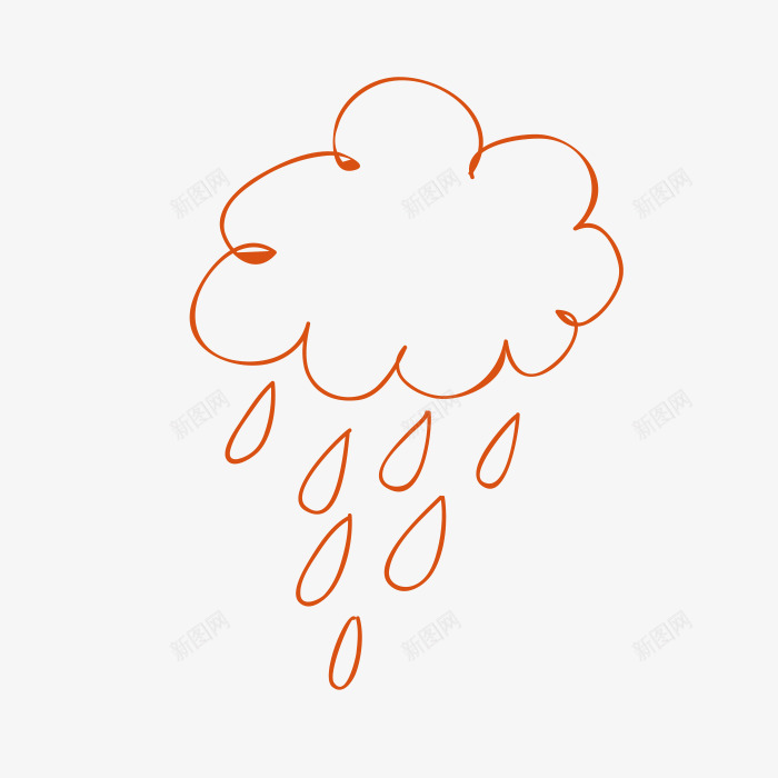 云朵雨点png免抠素材_新图网 https://ixintu.com 云朵 创意 卡通 手绘 简图 简笔 红色 线条 雨点