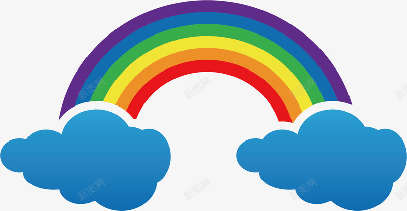 雨后彩虹图标png_新图网 https://ixintu.com 五颜六色 卡通有趣 彩虹 扁平化 矢量图案 蓝色云朵