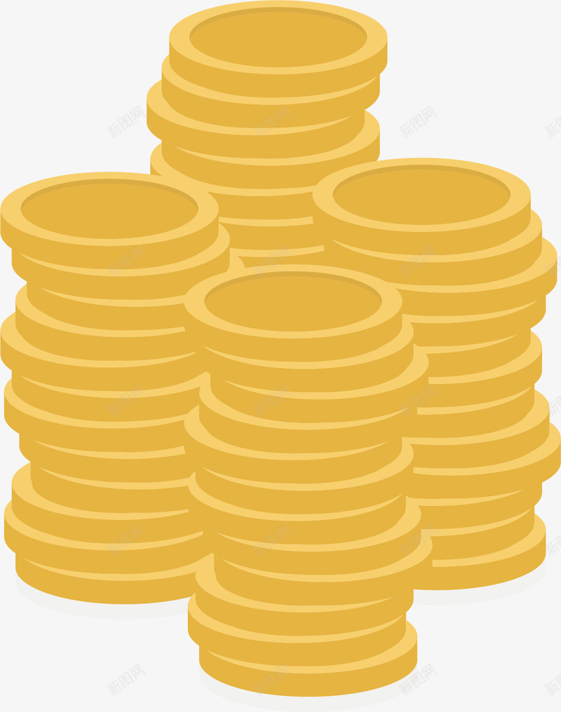堆积的金币矢量图ai免抠素材_新图网 https://ixintu.com 价值 圆形 硬币 金币 金色 钞票 钱币 矢量图