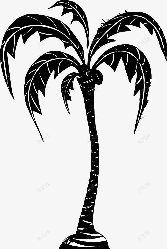 卡通手绘黑白椰子树2png免抠素材_新图网 https://ixintu.com 卡通 手绘 植物 椰子树