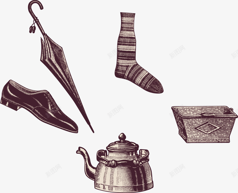 欧洲手绘古典生活用品png免抠素材_新图网 https://ixintu.com 欧美古典手绘鞋子