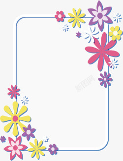 彩色雏菊装饰框素材