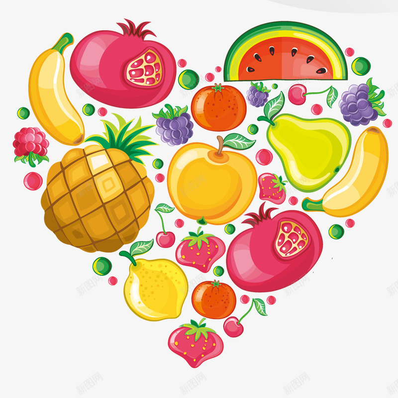 心形水果psd免抠素材_新图网 https://ixintu.com 儿童节元素 卡通素材 手绘素材 水果