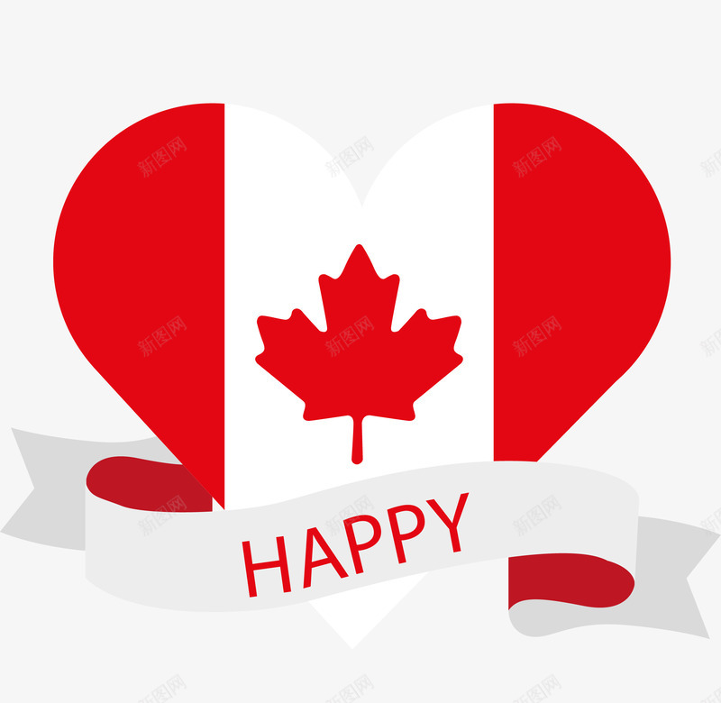 爱心形状加拿大国旗png免抠素材_新图网 https://ixintu.com 加拿大国旗 爱心形状 矢量素材 红色 红色国旗
