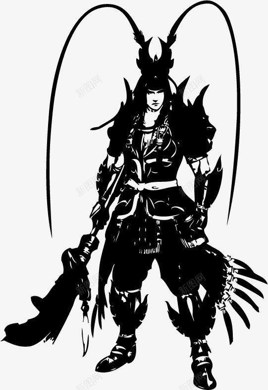 手绘武侠人物png免抠素材_新图网 https://ixintu.com 古典 古装古典 手绘 插图 武侠 武侠古典 游戏 黑白线稿