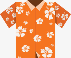 卡通橘色芭蕉花橘色花衬衫夏威夷矢量图高清图片