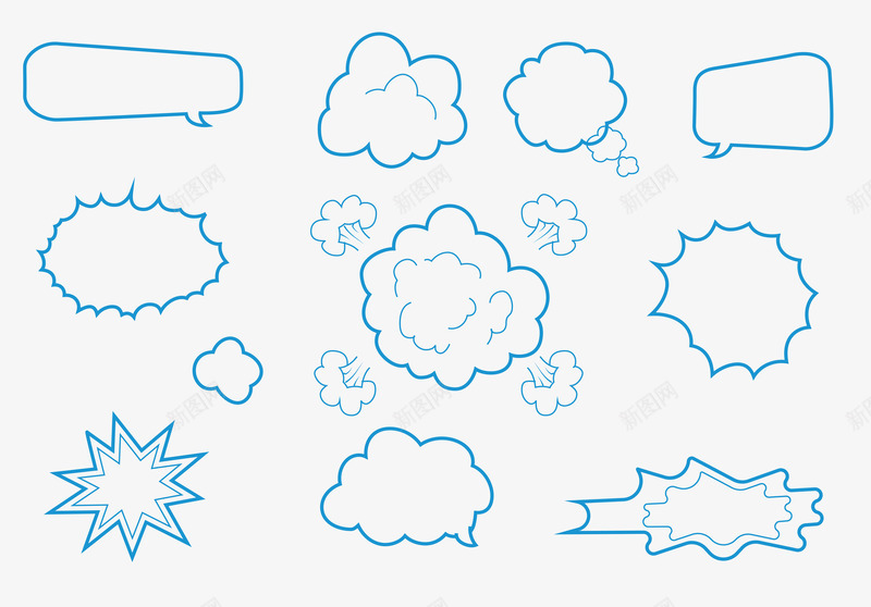 手绘云朵对话框元素矢量图ai免抠素材_新图网 https://ixintu.com 云朵 对话框 手绘 矢量云 矢量图