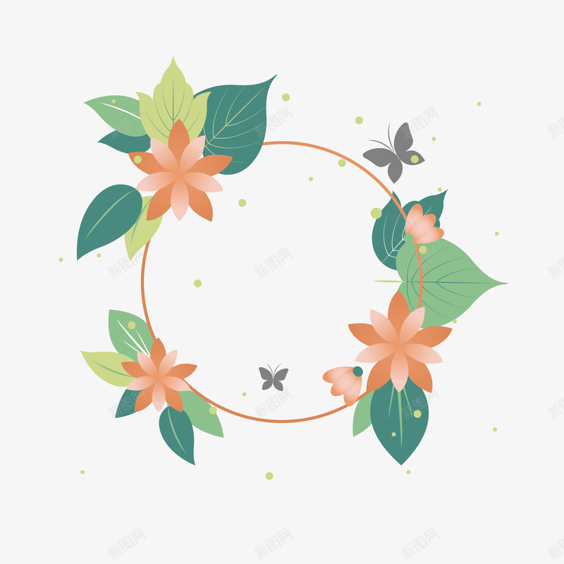 水彩植物花环png免抠素材_新图网 https://ixintu.com 创意 卡通手绘 叶子 植物 水彩 绿叶 花环