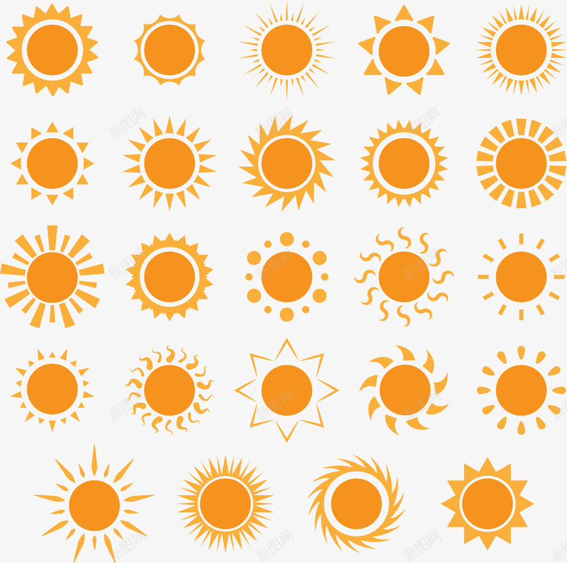 二十四种橘黄色太阳png免抠素材_新图网 https://ixintu.com 卡通形状 太阳 平面图案 橘黄色 装饰图案