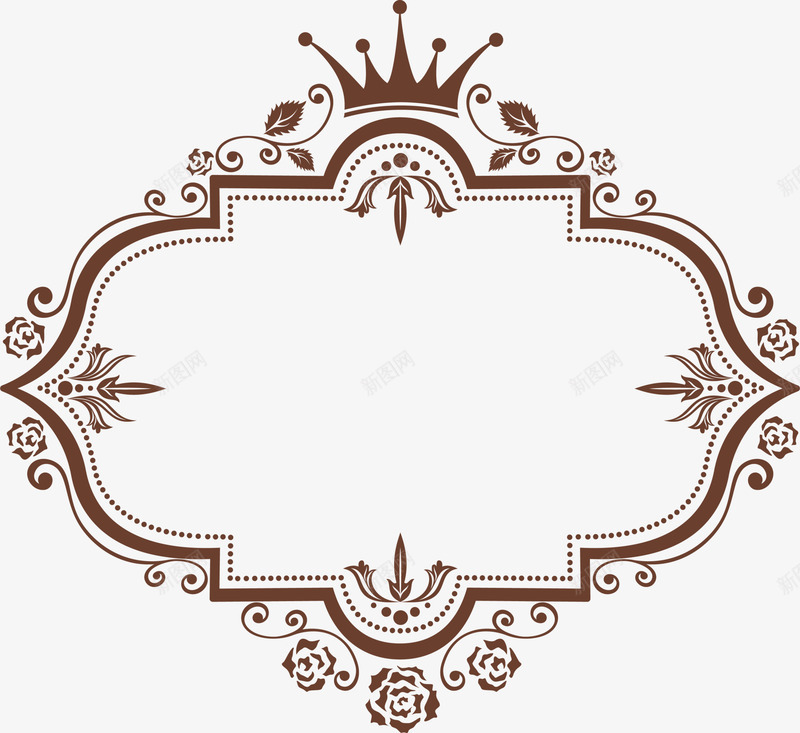 咖啡色皇冠框架png免抠素材_新图网 https://ixintu.com 免抠PNG 咖啡色 树藤 框架 植物 皇冠 边框纹理