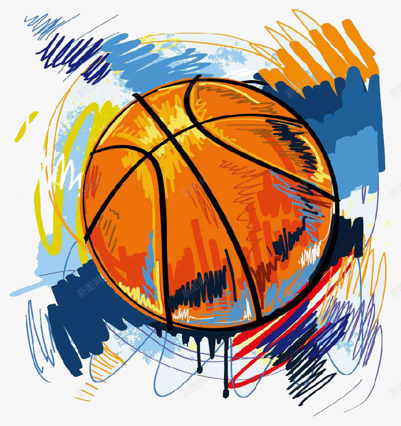 彩绘篮球涂鸦手绘插画png免抠素材_新图网 https://ixintu.com 彩绘风格 手绘 插画 涂鸦风格 篮球 篮球手绘 装饰图案