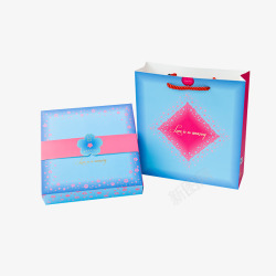 光感礼物盒蓝色感礼物盒手提袋高清图片
