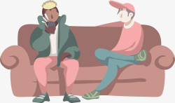 朋友对话坐在沙发两人对话矢量图高清图片