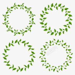 绿色树叶圆圈装饰素材