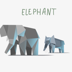 折纸大象大象和小象插画矢量图高清图片