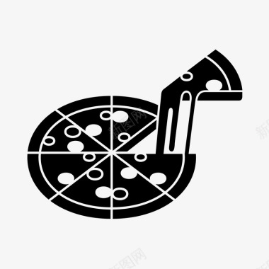 黑白披萨剪影图标图标