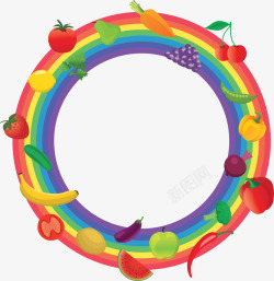 圆圈彩虹健康果蔬矢量图素材