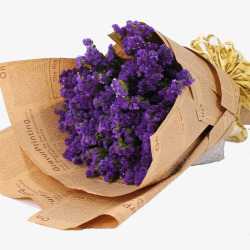 英文报包装紫色鲜花英文报包装高清图片