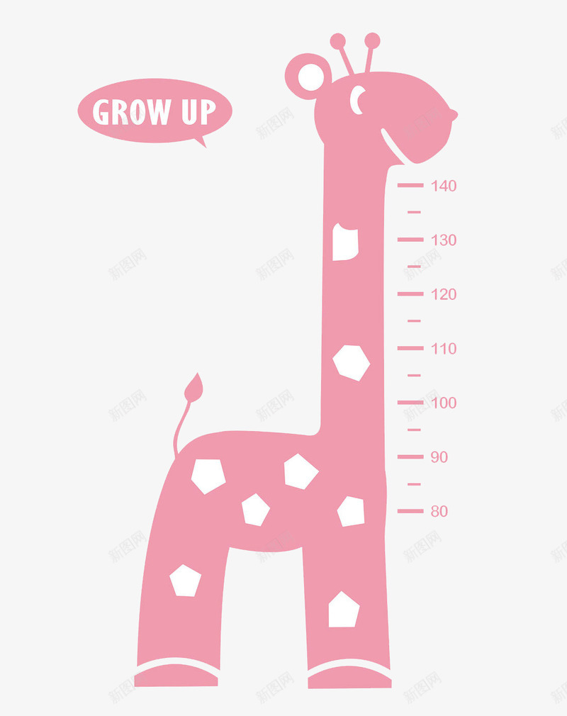 长颈鹿身高贴png免抠素材_新图网 https://ixintu.com 儿童 成长 绿色 设计 身高贴 长颈鹿