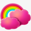 粉色云朵彩虹素材
