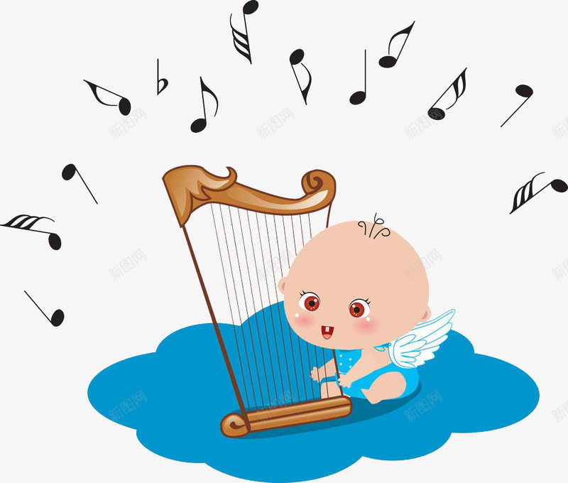 婴儿在云彩上弹琴png免抠素材_新图网 https://ixintu.com 云彩 云彩笔刷 卡通手绘 天空 弹奏