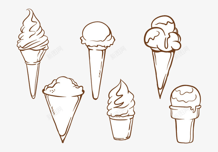 甜食冰淇淋简笔画psd免抠素材_新图网 https://ixintu.com 儿童 冰淇淋 甜品 甜食 零食
