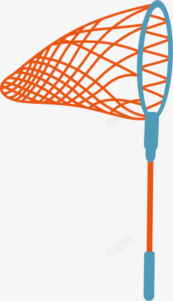 捕虫网橘红色卡通捕虫网矢量图高清图片